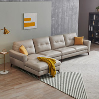 QuanU 全友 102530B 简约真皮沙发 1+3+转正 奶蜜黄