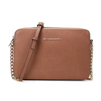 MICHAEL KORS 迈克·科尔斯 JET SET TRAVEL系列 女士皮质斜挎包 32S4GTVC3L LUGGAGE 深棕色 小号