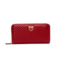 PINKO 品高 女士纯色羊皮绗缝长款手拿钱包1P21UC-Y6KT-R72-U 红色