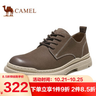骆驼（CAMEL） 休闲低帮英伦百搭时尚牛皮工装鞋男 A032542490 棕色 43