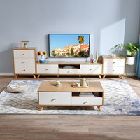 QuanU 全友 家居 半开放设计储物地柜DW1003 茶几+组合电视柜主柜+附柜1+附柜2