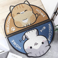 惠胜 网红卡通橘猫半圆入户门丝圈地垫