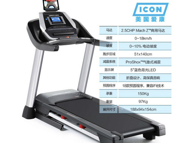 历史低价：ICON 爱康 PETL79717 可折叠跑步机