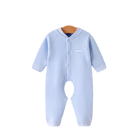 akasugu 新生 婴儿纯棉开档连体爬服 6009 蓝色 66cm