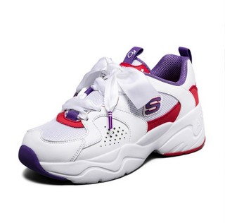 SKECHERS 斯凯奇 D'Lites Airy 2.0 女士休闲运动鞋 66666267-WPR 白色/紫色 35