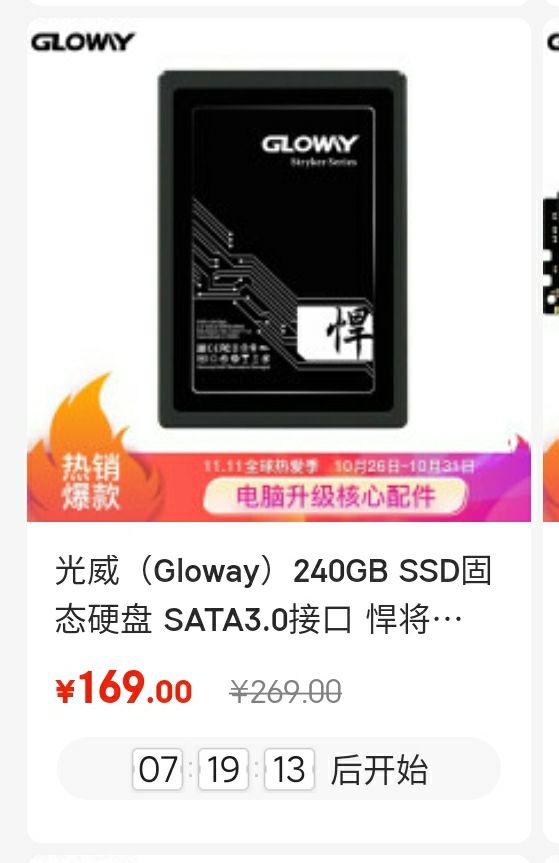 GLOWAY 光威 悍将 SATA3.0固态硬盘 240GB