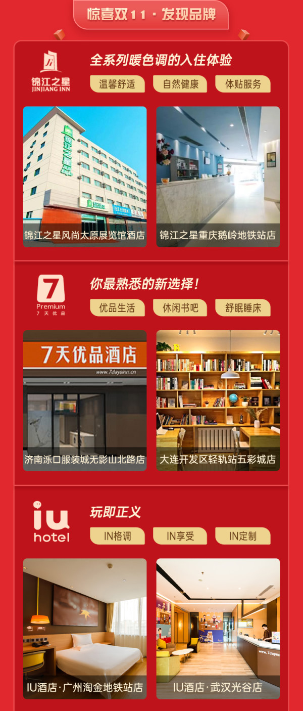 周末不加价!7天/锦江之星/IU/派 3500+门店1晚通兑房券