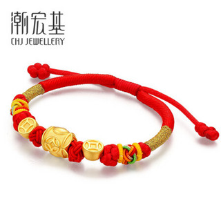 潮宏基 CHJ JEWELLERY 小财神 足金黄金转运珠手绳宝宝款定价 SCG30003217