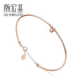 潮宏基 CHJ JEWELLERY 圆趣 18K金玫瑰金彩金手镯女款 SDK30001741