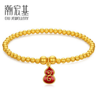 潮宏基 CHJ JEWELLERY 国色鸿运绵延 足金黄金手链转运珠女款定价 SCG30003118