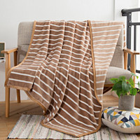 自然醒 加厚冬季毯子午睡毯空调毯法兰绒毯 法兰绒毯-渣渣蓝格 150*200cm