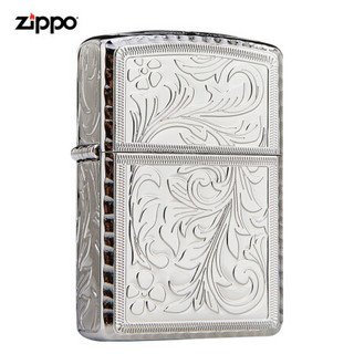 美国进口之宝（ZIPPO）防风煤油打火机不含油 盔甲唐草波纹边-银色 品牌直供原装正版