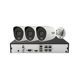 海康威视摄像头双光监控套装 3路带1T硬盘500万白光红外模式网线供电高清拾音 红外夜视手机监控 K25H-L