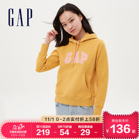 Gap女装LOGO碳素软磨抓绒卫衣秋冬620507 2020新款保暖运动上衣