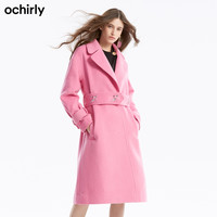 ochirly欧时力春装气质钻饰腰带长款毛呢外套女1ZZ1349240