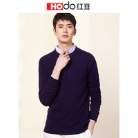 红豆 Hodo 男装 羊毛衫男毛衣男圆领套头修身冬季商务休闲纯色全羊毛毛衫 P1深紫 180/96A（115）