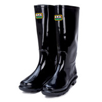 星工（XINGGONG）雨鞋 男式黑色中筒高筒雨靴 户外防水防滑水鞋胶鞋 35码