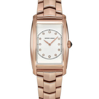 阿玛尼 （Emporio Armani）手表 瑞士进口机芯个性玫瑰金镶钻方盘钢带石英女士腕表ARS8301