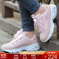 Skechers斯凯奇官方 女鞋 D'lites熊猫鞋蝴蝶结丝绸运动鞋休闲鞋11976 浅粉色/LTPK 37