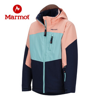 marmot/土拨鼠秋冬保暖防风时尚可拆卸帽夹棉滑雪服女童户外 北极蓝4955 S 欧码偏大