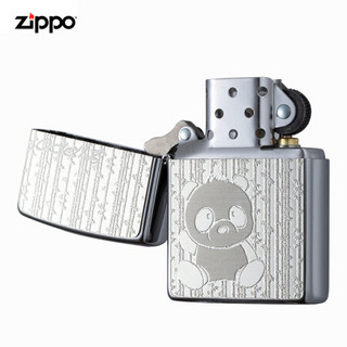 美国进口之宝（ZIPPO）防风煤油打火机不含油 竹林熊猫-银色 品牌直供原装正版