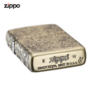 美国进口 之宝（zippo） 防风煤油打火机不含油 ZBT-3-21b唐草系列Zippo在我心-古铜色 限量款随机编号