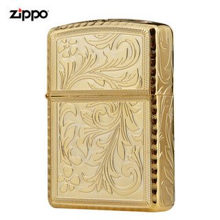 美国进口之宝（ZIPPO）防风煤油打火机不含油 盔甲唐草波纹边-金色 品牌直供原装正版