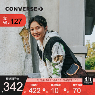 CONVERSE匡威官方 2020秋冬款 时尚树林印花连帽衫女宽松百搭卫衣 10020287 白色/10020287-A01 S