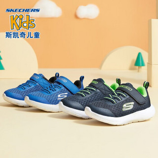 Skechers斯凯奇童鞋 秋冬新款魔术贴舒适儿童运动鞋 男童简约休闲宝宝学步鞋98120N 宝蓝色/黑色/RYBK 24码/鞋内长14cm