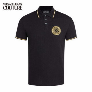 范思哲Versace Jeans Couture奢侈品男装20秋冬男士棉翻领POLO衫 B3GZA71T-36571 BLACK-K42黑色 S