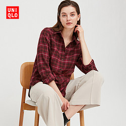 UNIQLO 432613 女士法兰绒格纹长袖衬衫