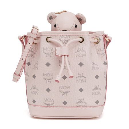 mcm 奢侈品 女士visetos系列粉色pvcmini小熊水桶包 myz8axl47qh001
