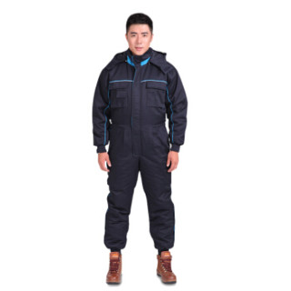 谋福（CNMF）连体耐低温工作服 保暖连体工装连体服 冷库防寒防冻服 工作棉袄（藏青色连体款）3XL  8687