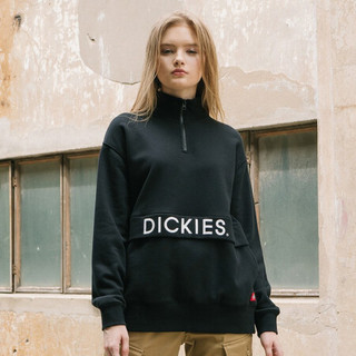 Dickies卫衣 卫衣女 连帽卫衣 半开襟拉链 字母Logo印花卫衣 立领长袖卫衣  休闲卫衣女 DK008195 黑色 M