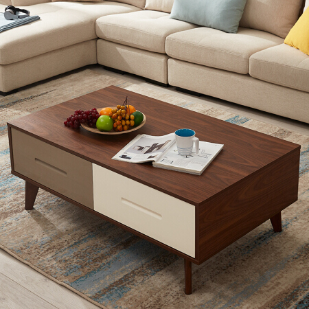 全友家居 茶几北欧客厅家具胡桃木纹简约茶几120720 茶几