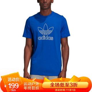 阿迪达斯 ADIDAS 三叶草 男子 TREFOIL TEE OUT 运动 T恤 GF4098 2XL码 蓝