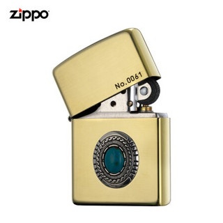 美国进口之宝（ZIPPO）防风煤油打火机 麦花绿松石-金色 品牌直供原装正版