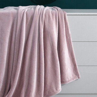 罗莱家纺 LUOLAI 毛毯加厚保暖法兰绒毯子盖毯空调毯毛巾被 床上用品 时尚压花法兰绒毯 粉色 200*230cm