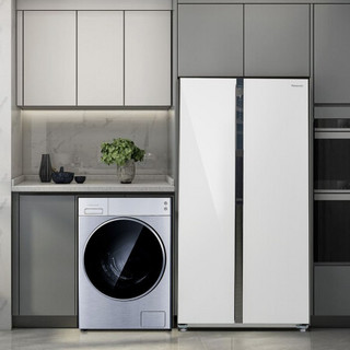 Panasonic 松下 冰箱洗衣机套装 NR-EW58G1-XW变频对开门冰箱 570L 珍珠白+XQG100-L165洗衣机 10kg 银色