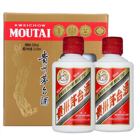 茅台 MOUTAI 飞天茅台 53%vol 酱香型白酒 50ml*2瓶 礼盒装