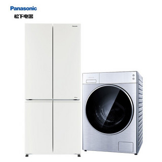 松下(Panasonic)NR-E49CG1-XW+XQG100-L169 498升保鲜 10公斤双重除菌 变频冰洗套装