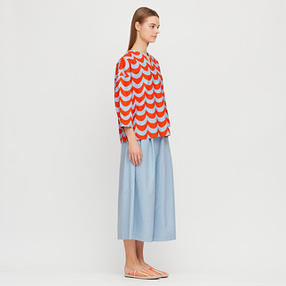 UNIQLO 优衣库 X Marimekko 女士七分袖衬衫 427404 亮橙色 XS