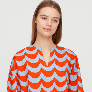 UNIQLO 优衣库 X Marimekko 女士七分袖衬衫 427404 亮橙色 XS