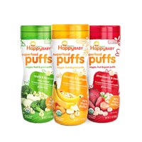 HappyBABY 禧贝 婴幼儿有机泡芙 美版 草莓甜菜味+苹果西兰花味+香蕉南瓜味 60g*3罐