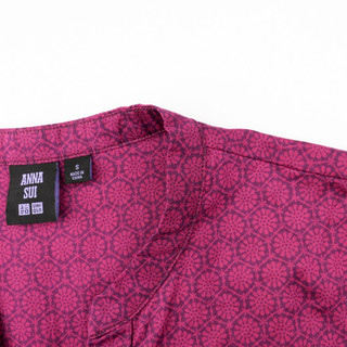 UNIQLO 优衣库 ANNA SUI系列女士七分袖碎花纯棉中长款连衣裙425541 紫色M