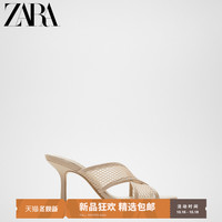 ZARA 新款 女鞋 米色网眼高跟凉鞋 12304610098