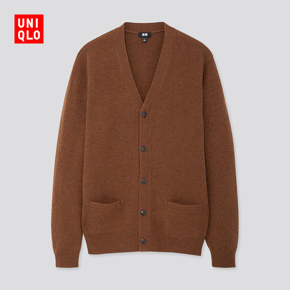 优衣库男装柔软羊仔毛v领针织开衫长袖419196uniqlo