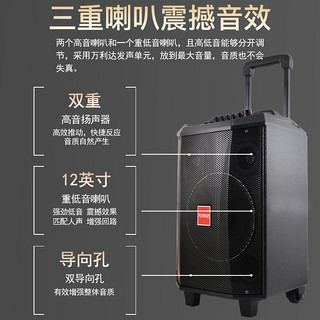 万利达音响户外k歌跳广场舞音箱唱歌移动拉杆蓝牙大功率音量带无线话筒便携式S8重低音室外S12寸神舞9026/28A