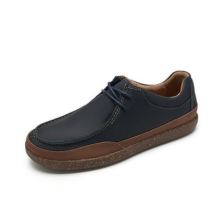 Clarks 其乐 男士复古圆头低跟系带休闲皮鞋261496917 海军蓝42