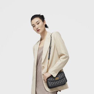 CHARLES & KEITH 女士菱格链条锁扣单肩包CK2-70701062-1 黑色